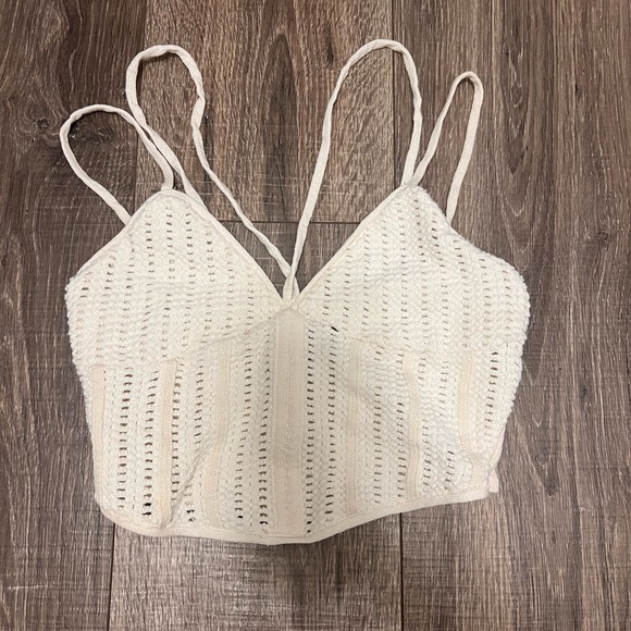 Zara Tops - Zara Women’s Crochet Ivory Crop Top Tank Size M